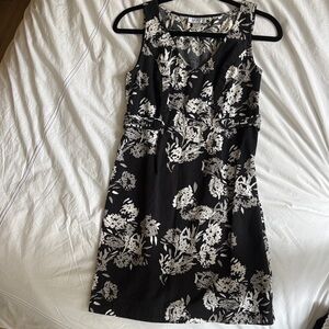 Floral Black and White Dress